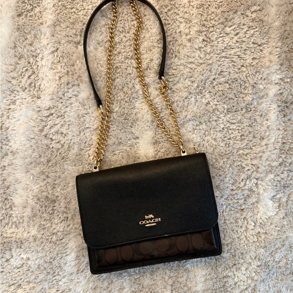 Coach Black and Brown Crossbody Bag with Gold Chain - Picture 1 of 5